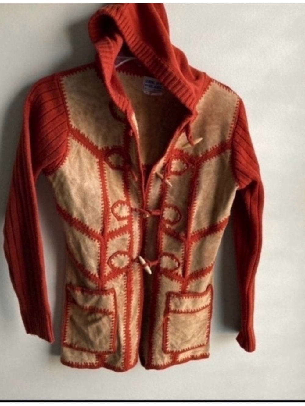 Vintage Suede Leather & Acrylic Cardigan Jacket